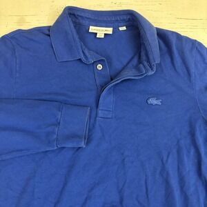 Lacoste Polo Shirt Mens S Blue Long Sleeve Regular Fit Stretch Knit Casual